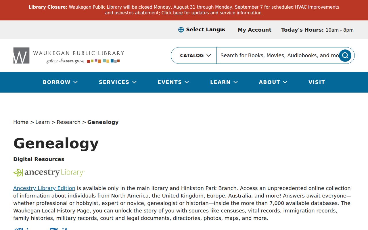 Gurnee city directory companion sources at Waukegan Public Library