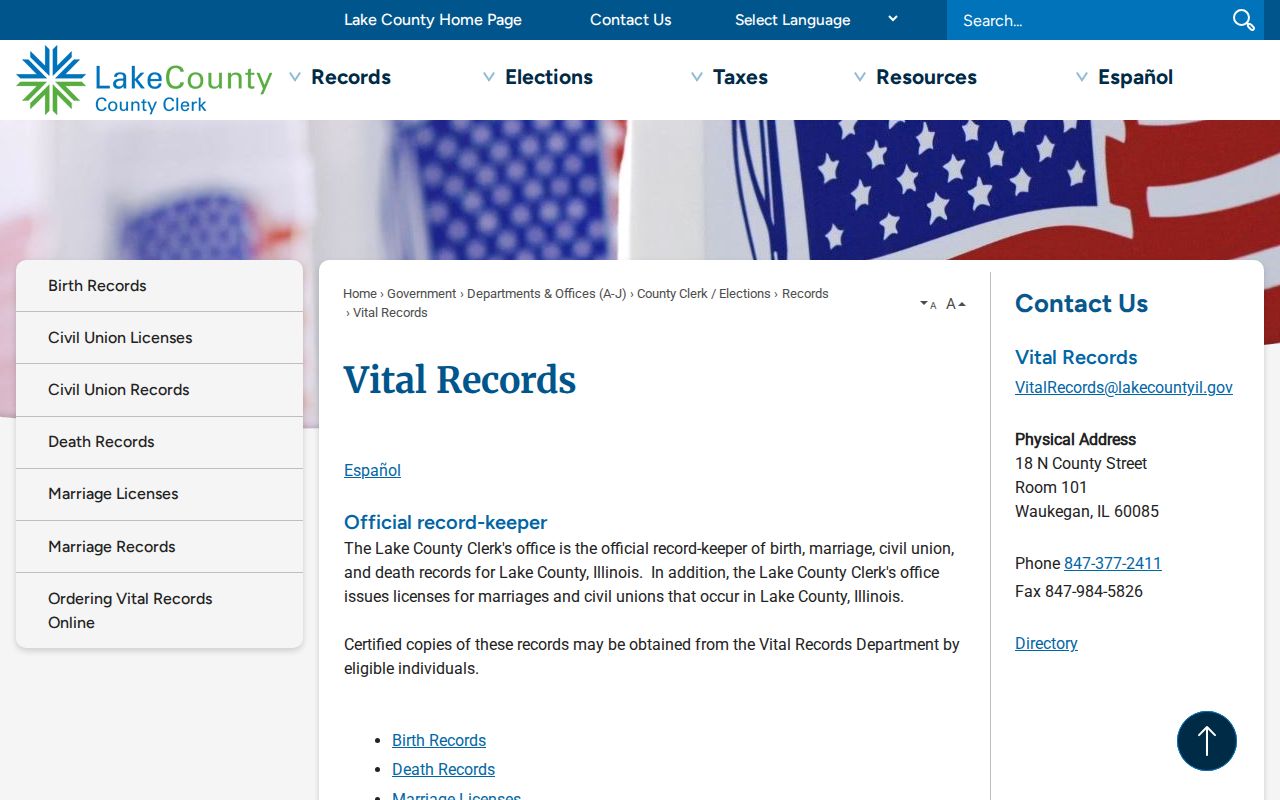 Gurnee residents directory Lake County vital records