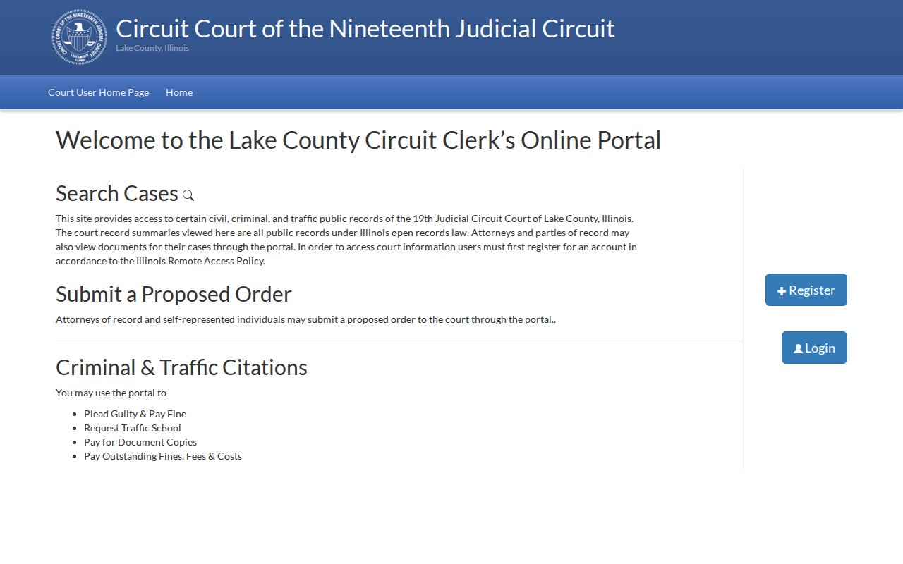 Gurnee residents directory Lake County court portal