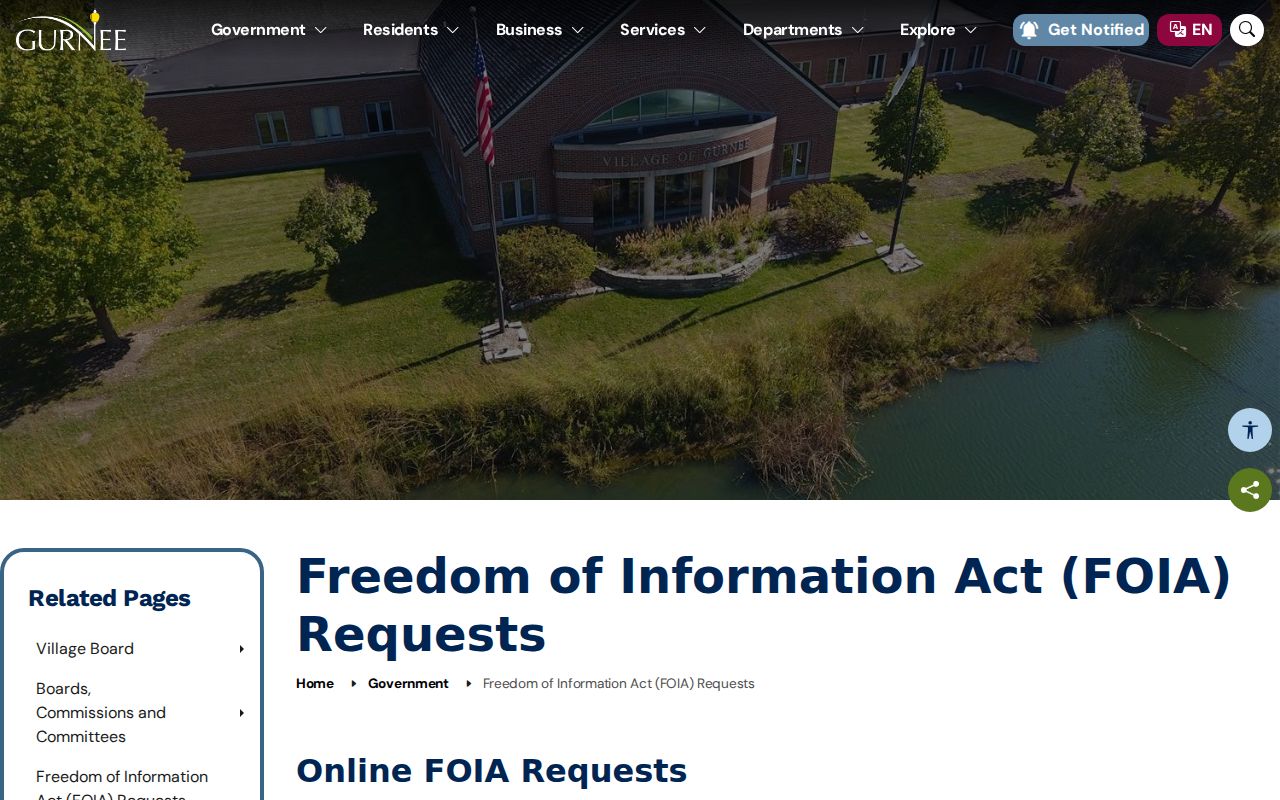 Gurnee residents directory Village FOIA request