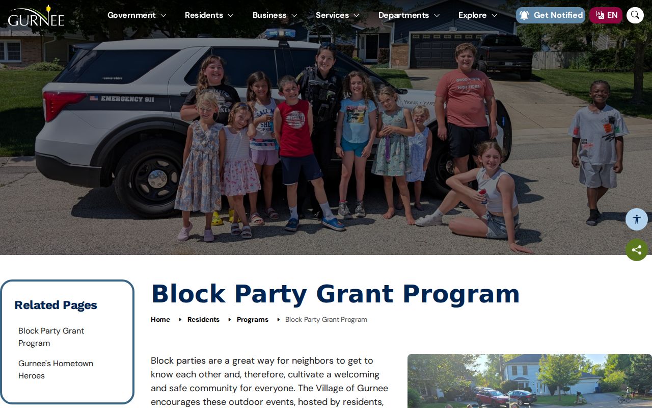 Gurnee neighbors block party program