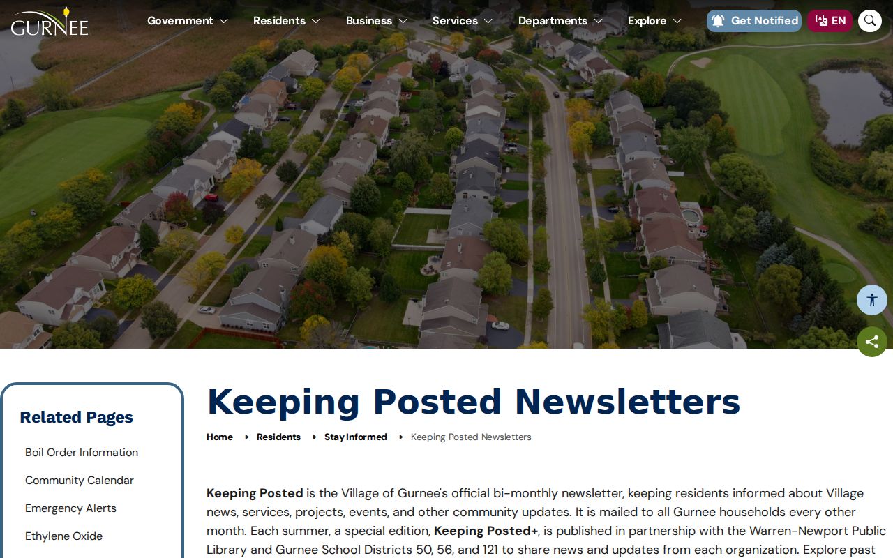 Gurnee neighbors community newsletter resources
