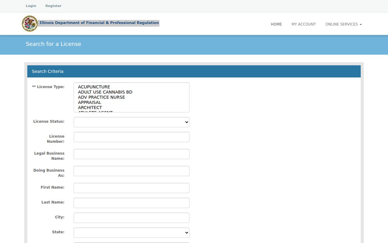 Gurnee resident lookup through Illinois professional license records