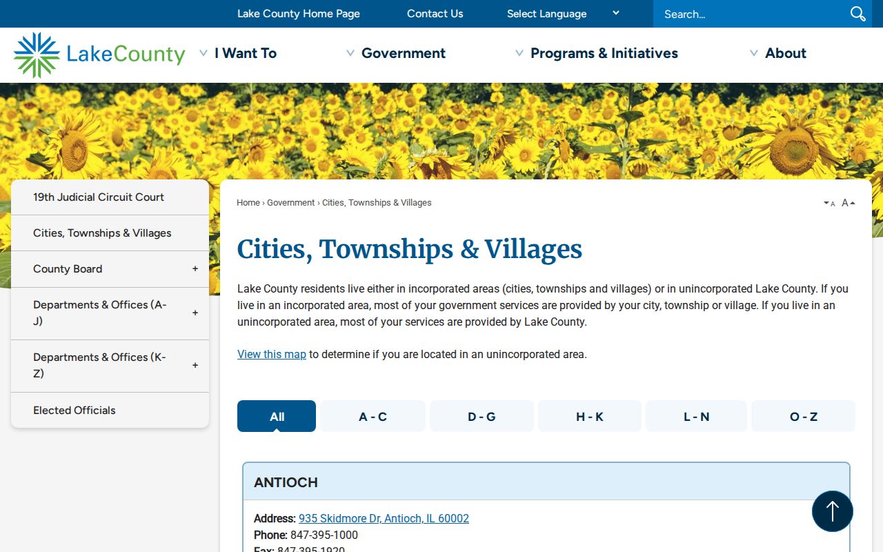 Gurnee ZIP code directory Lake County municipality and township resource