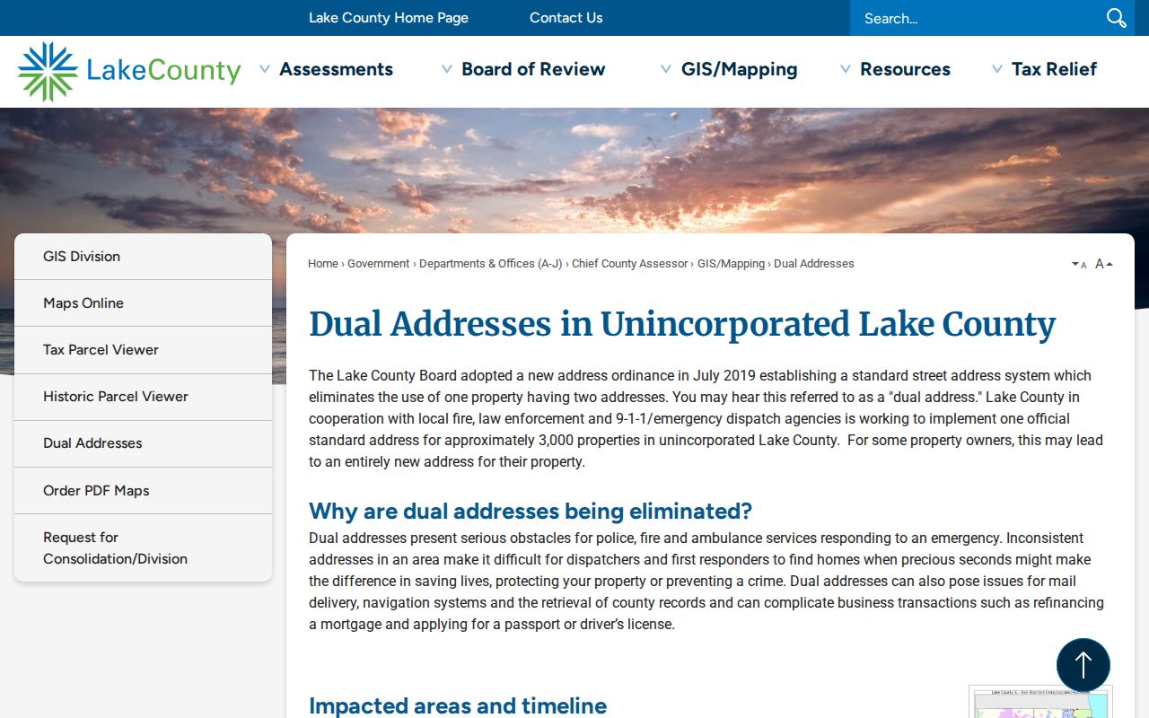 Gurnee ZIP code directory Lake County dual address program